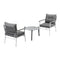3 Piece Outdoor Patio Set 50cm Table Grey and White Armchair