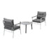 3 Piece Outdoor Patio Set 50cm Table Grey and White Armchair