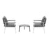 3 Piece Outdoor Patio Set 50cm Table Grey and White Armchair