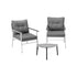 3 Piece Outdoor Patio Set 50cm Table Grey and White Armchair