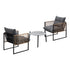 3PCS Outdoor Patio Set Grey 50cm Coffee Table Rattan Chairs