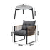 3PCS Outdoor Patio Set Grey 50cm Coffee Table Rattan Chairs
