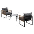 3PCS Outdoor Patio Set Grey 50cm Coffee Table Rattan Chairs