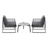 Livsip 3PCS Outdoor Patio Set 50cm Grey Table Cushioned Armchairs