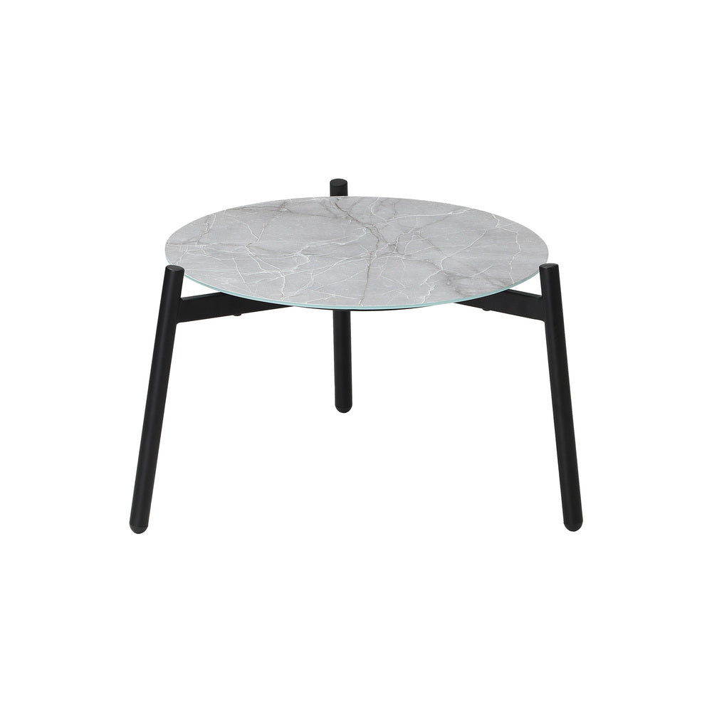 Livsip 3PC Outdoor Patio Furniture Set 50CM Round Grey Marble Table