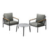 3PCS Outdoor Patio Lounge Set Grey 50cm Coffee Table Sofa Chairs