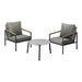 3PCS Outdoor Patio Lounge Set Grey 50cm Coffee Table Sofa Chairs