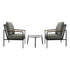 3PCS Outdoor Patio Lounge Set Grey 50cm Coffee Table Sofa Chairs