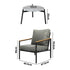 3PCS Outdoor Patio Lounge Set Grey 50cm Coffee Table Sofa Chairs