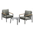3PCS Outdoor Patio Lounge Set Grey 50cm Coffee Table Sofa Chairs