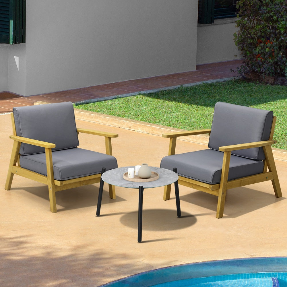 2 Seater Outdoor Patio Sets 50cm Grey Coffee Side Table