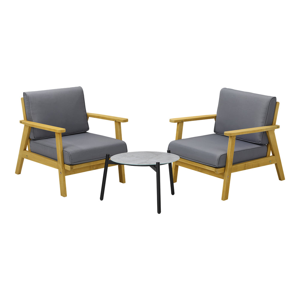 2 Seater Outdoor Patio Sets 50cm Grey Coffee Side Table