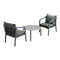 3PCS Outdoor Patio Set 70cm Coffee Table Grey Chairs