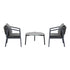 3PCS Outdoor Patio Set 70cm Coffee Table Grey Chairs