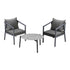 3PCS Outdoor Patio Set 70cm Coffee Table Grey Chairs