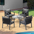 4 Seater Outdoor Patio Set Grey 70cm Coffee Table