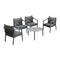 4 Seater Outdoor Patio Set Grey 70cm Coffee Table