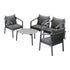 4 Seater Outdoor Patio Set Grey 70cm Coffee Table