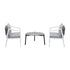 Livsip 3PCS Outdoor Patio Set 70cm Coffee Table White Chairs