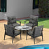 5pc Outdoor Patio Set 70CM Grey Marble Table Rattan Chairs