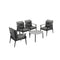 5pc Outdoor Patio Set 70CM Grey Marble Table Rattan Chairs