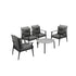 5pc Outdoor Patio Set 70CM Grey Marble Table Rattan Chairs