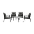 5pc Outdoor Patio Set 70CM Grey Marble Table Rattan Chairs