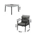 5pc Outdoor Patio Set 70CM Grey Marble Table Rattan Chairs