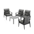 5pc Outdoor Patio Set 70CM Grey Marble Table Rattan Chairs