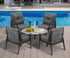 5pc Outdoor Patio Set 70CM Grey Marble Table Rattan Chairs