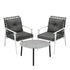 Livsip 3pc Outdoor Lounge Sets 70CM Grey Round Table Rattan Chairs