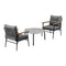 3PC Outdoor Patio Set 70cm Table Grey and Black Armchairs