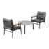 3PC Outdoor Patio Set 70cm Table Grey and Black Armchairs