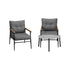 3PC Outdoor Patio Set 70cm Table Grey and Black Armchairs