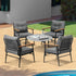 5pc Outdoor Patio Setting 70cm Table Grey and Black Armchairs