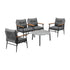 5pc Outdoor Patio Setting 70cm Table Grey and Black Armchairs