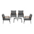 5pc Outdoor Patio Setting 70cm Table Grey and Black Armchairs
