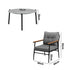 5pc Outdoor Patio Setting 70cm Table Grey and Black Armchairs