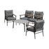 5pc Outdoor Patio Setting 70cm Table Grey and Black Armchairs