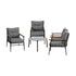 5pc Outdoor Patio Setting 70cm Table Grey and Black Armchairs