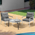 3PC Outdoor Patio Set 70cm Table Grey and White Armchairs