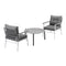 3PC Outdoor Patio Set 70cm Table Grey and White Armchairs