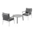 3PC Outdoor Patio Set 70cm Table Grey and White Armchairs