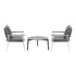 3PC Outdoor Patio Set 70cm Table Grey and White Armchairs