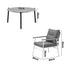 3PC Outdoor Patio Set 70cm Table Grey and White Armchairs
