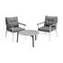 3PC Outdoor Patio Set 70cm Table Grey and White Armchairs