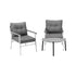 3PC Outdoor Patio Set 70cm Table Grey and White Armchairs