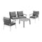 Outdoor Patio Set 5PC 70cm Table Grey and White Armchair