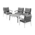 Outdoor Patio Set 5PC 70cm Table Grey and White Armchair