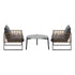 3PCS Outdoor Patio Set Grey 70cm Coffee Table Rattan Chairs